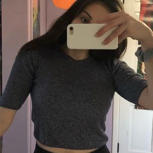 Top Shop - knit purple cropped tee